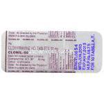 クロミプラミン, Clonil, 50 mg 錠 (Intas) 包装　情報